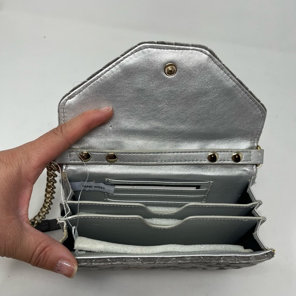 Nine West Grey Velvet Quilted Mini Cross
Body Bag NWT - Picture 2 of 4